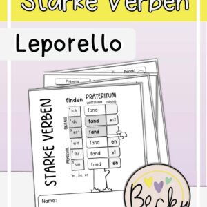Starke Verben Leporello (Merkblatt, Faltheft)