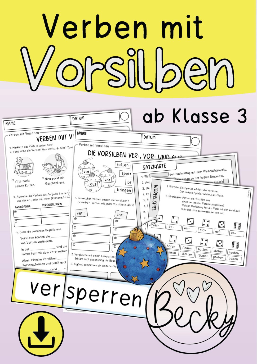 Verben mit Vorsilben (Kopiervorlagen, Wortkarten) | Becky