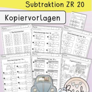 Subtraktion ZR 20 Strategie Zehnerstopp (Kopiervorlagen)