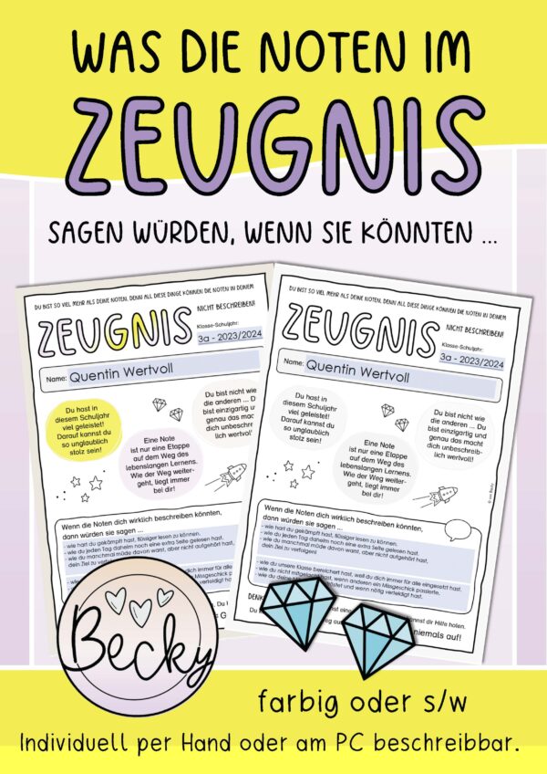 Zeugnisbeigabe (Zusatzzeugnis, Extrazeugnis) – Bild 1