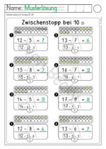 Subtraktion ZR 20 Strategie Zehnerstopp (Kopiervorlagen) – Bild 5
