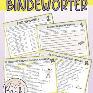 Bindewörter: Übungskartei 22 Karten inkl. Laufzettel