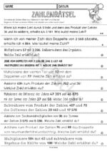 Zahlenrätsel Klasse 4 (ZR Million, schriftliche Multiplikation) – Bild 2