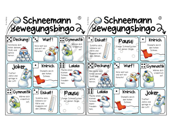 Bewegungspaket Schneemann (Bewegungsbingo, Bewegungsgeschichte) – Bild 3