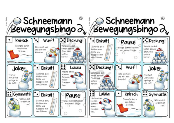 Bewegungspaket Schneemann (Bewegungsbingo, Bewegungsgeschichte) – Bild 4