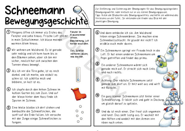 Bewegungspaket Schneemann (Bewegungsbingo, Bewegungsgeschichte) – Bild 11