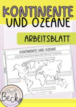 Kontinente und Ozeane Arbeitsblatt