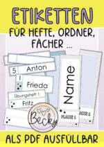 Namensschilder, Etiketten für Hefte, Ordner, Garderobe ...