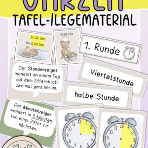 Uhrzeit (Tafel- und Legematerial, Bildkarten, Wortkarten)