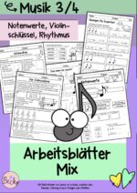 Arbeitsblätter Musik (Notenlehre, Rhythmus, Violinschlüssel)