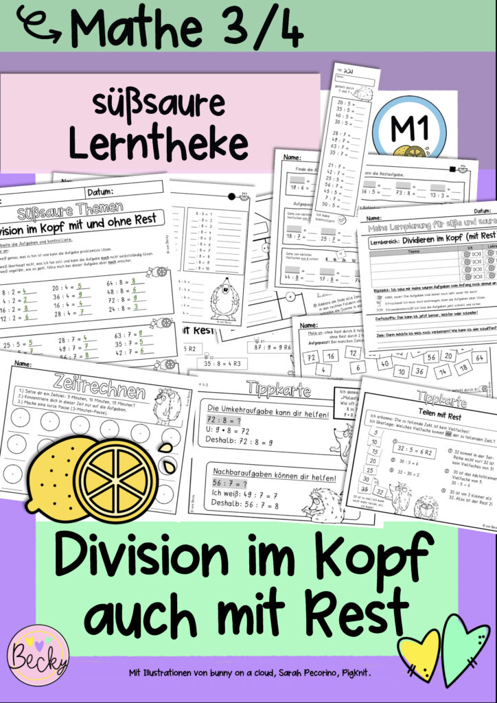 Dividieren im Kopf differenzierte Lerntheke (süßsauer, Division) | Becky