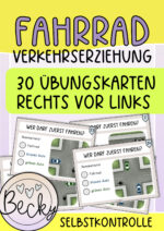 Übungskarten rechts vor links (Verkehrserziehung, Fahrradprüfung)