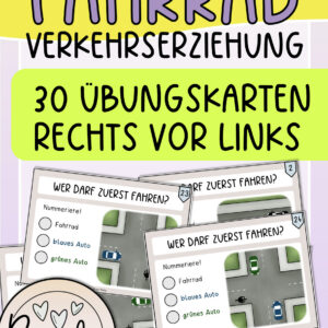 Übungskarten rechts vor links (Verkehrserziehung, Fahrradprüfung)