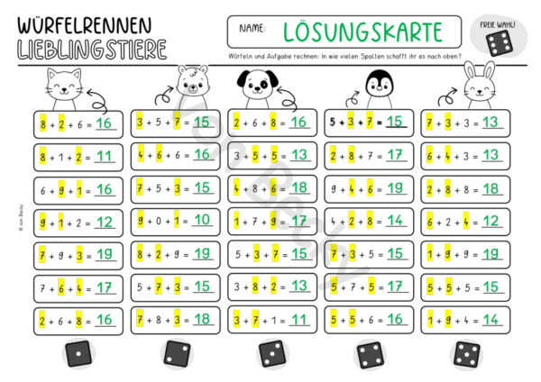 Würfelrennen Mathe Klasse 1 (11 Spielfelder, ZR 20) – Bild 6
