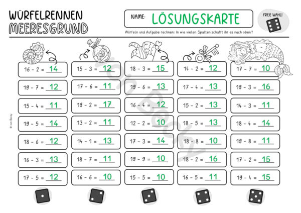 Würfelrennen Mathe Klasse 1 (11 Spielfelder, ZR 20) – Bild 4