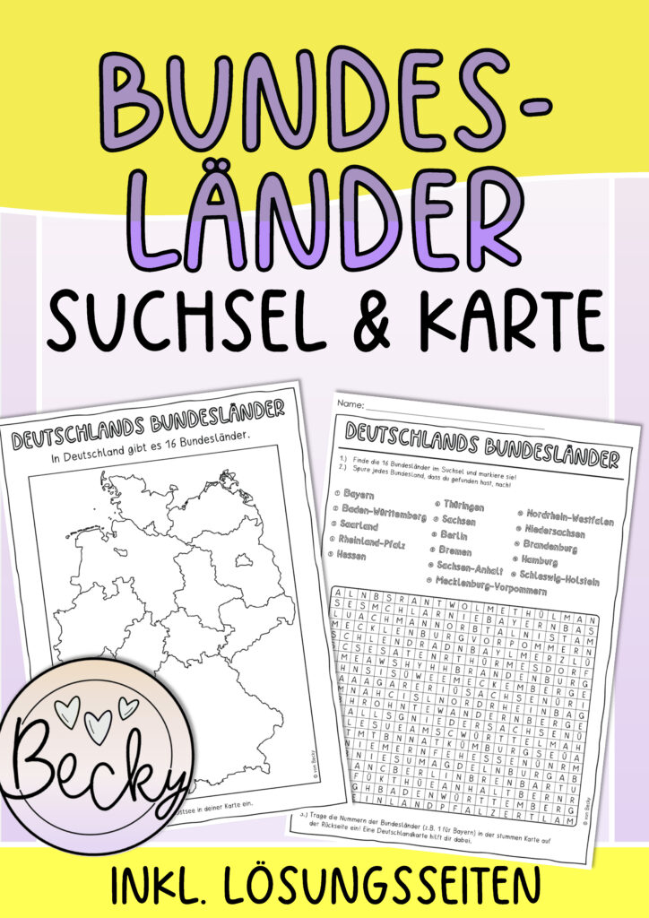 Bundesländer Deutschlands (Suchsel und Karte) | Becky
