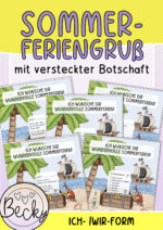 Feriengruß Sommerferien 2025 (Grußkärtchen mit versteckter Botschaft)