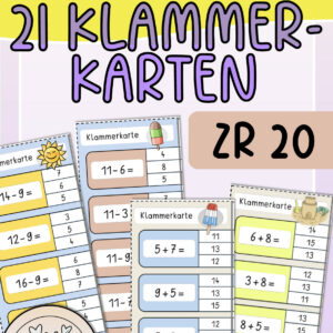 Klammerkarten Addition und Subtraktion ZR 20