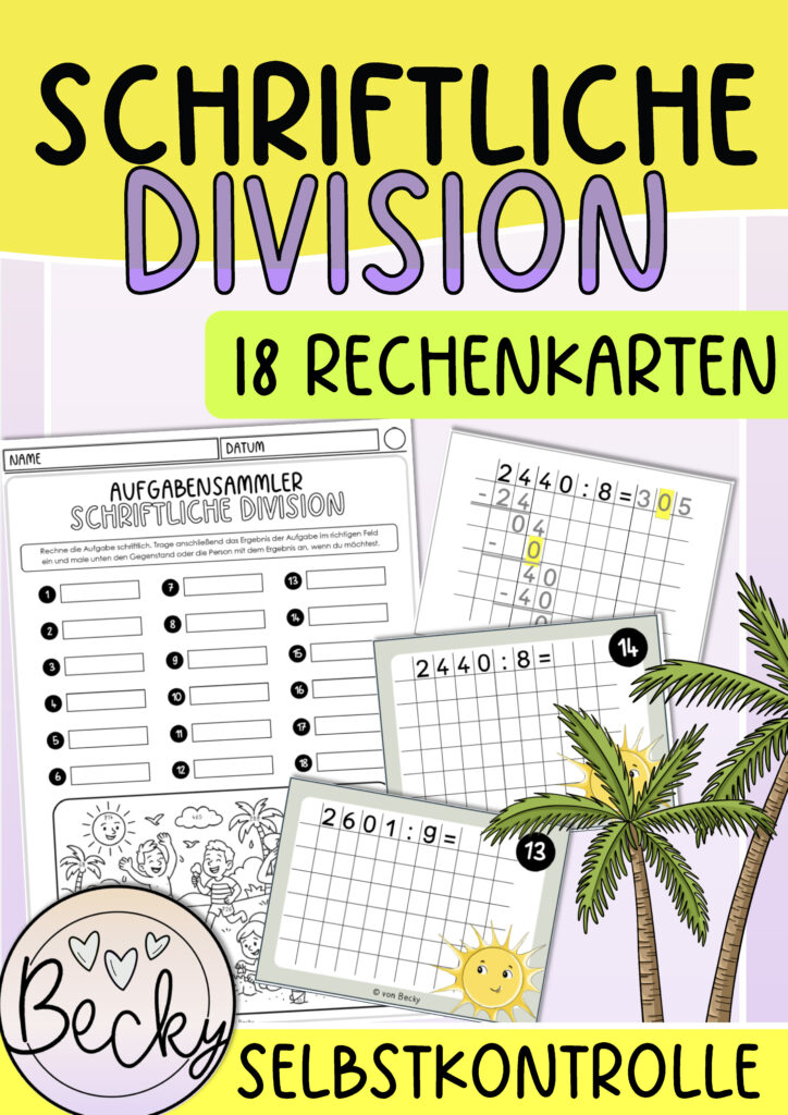 Schriftliche Division (18 Rechenkarten, bewegtes Rechnen) | Becky