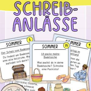 Schreibanlässe für den Sommer (47 Karten mit Schreibimpulsen)