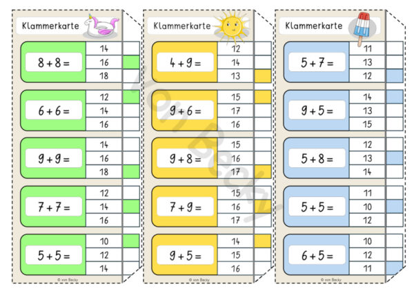 Klammerkarten Addition und Subtraktion ZR 20 – Bild 2