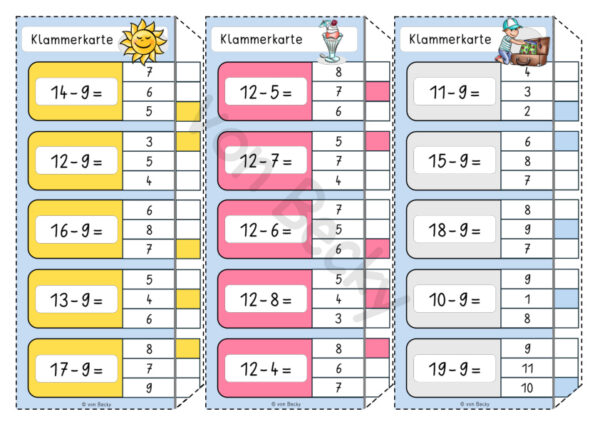Klammerkarten Addition und Subtraktion ZR 20 – Bild 3