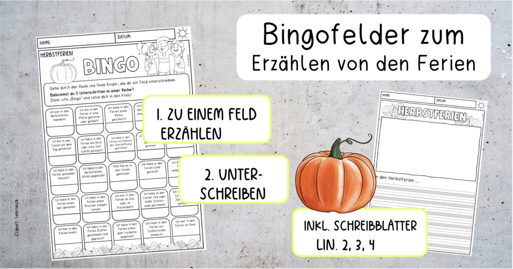 Bingofelder für Ferienerzählungen