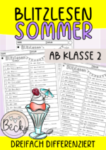 Blitzlesen Sommer (dreifach differenziert, Lesen und Zeit stoppen)