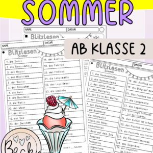 Blitzlesen Sommer (dreifach differenziert, Lesen und Zeit stoppen)