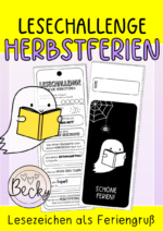 Lesezeichen Herbstferien (Halloween, Lesechallenge, Feriengruß)