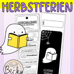 Lesezeichen Herbstferien (Halloween, Lesechallenge, Feriengruß)