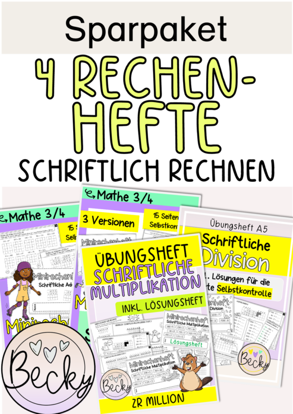 Materialpaket: Rechenhefte zu allen Grundrechenarten (schriftliche