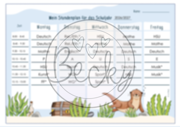 Stundenplan Otter (Vorlage zum Ausfüllen am PC) – Bild 2