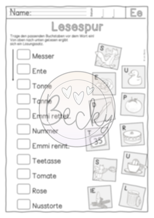 Buchstabeneinführung e:  3 Leseblätter Buchstabe E/e – Bild 4