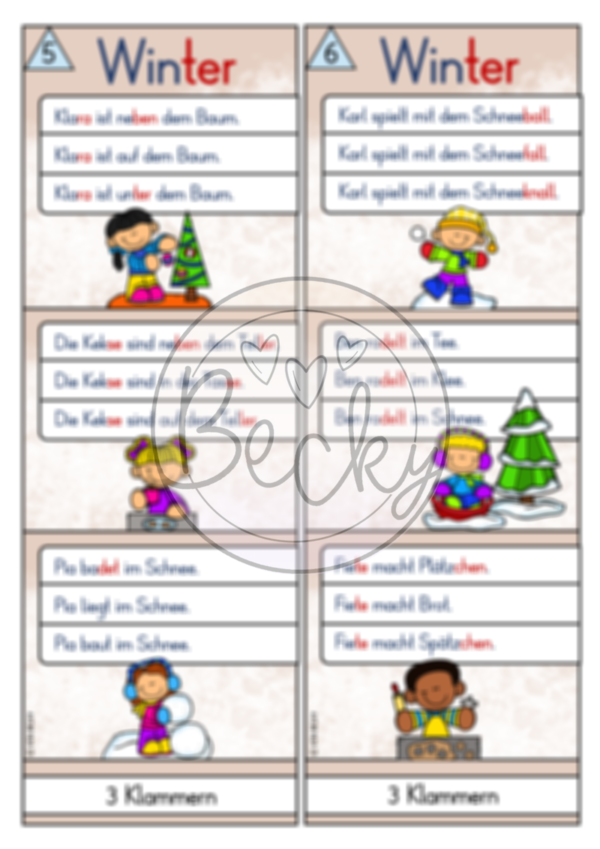Lesestreifen Winter (Klammerkarten - Klasse 1 und 2) – Bild 5