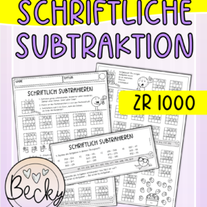 Schriftliche Subtraktion ZR 1000 (Wiederholung Klasse 4, Übung Klasse 3)