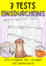 Tests Einsdurcheins mit Sammelkarte und Lösungen