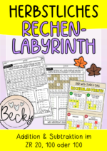 Herbstliches Rechenlabyrinth (plus und minus bis 20, 100, 1000)