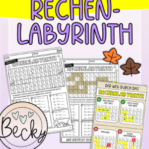 Herbstliches Rechenlabyrinth (plus und minus bis 20, 100, 1000)