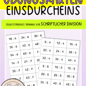 Kleine Übungskarten Einsdurcheins