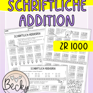 Schriftliche Addition ZR 1000 (Wiederholung Klasse 4, Übung Klasse 3)