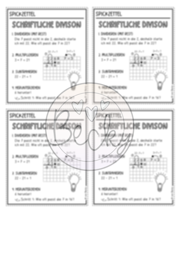 Schriftliche Division: Spickzettel – Bild 2
