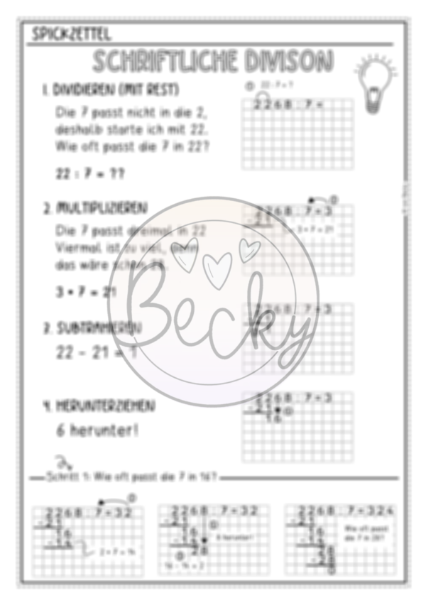 Schriftliche Division: Spickzettel – Bild 3