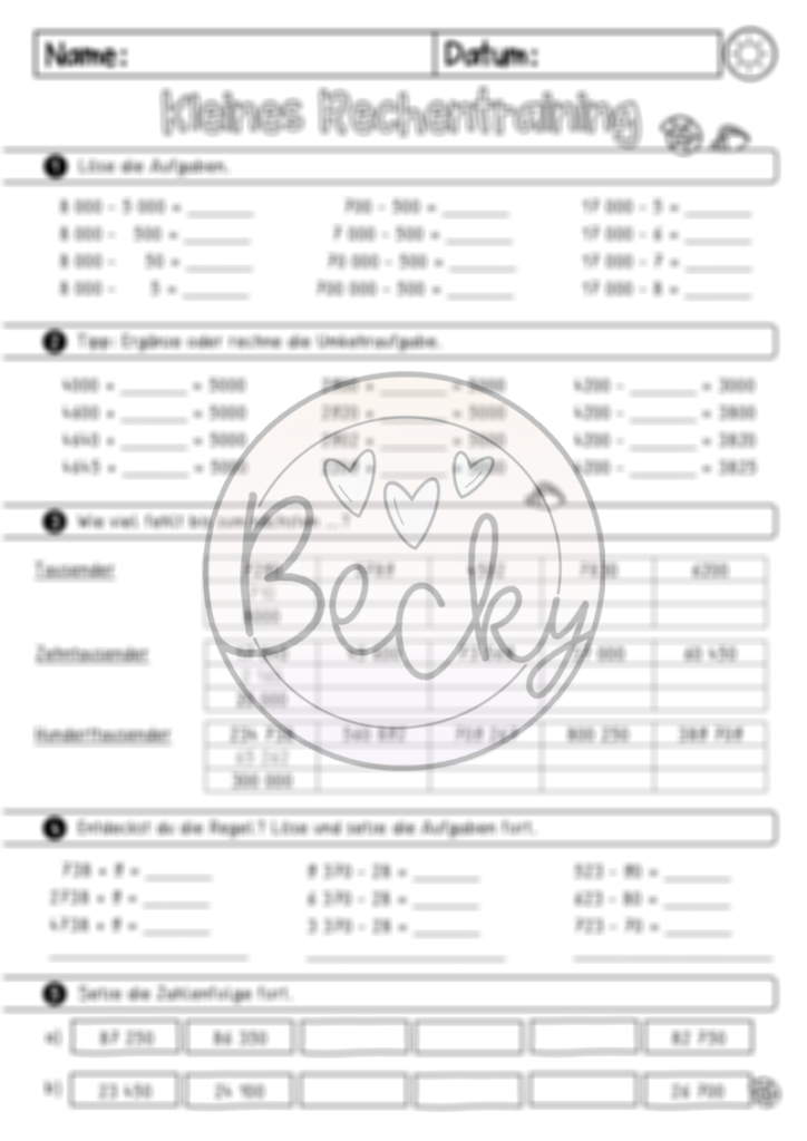Wiederholungsheft Mathe Klasse 4 (Sommer) | Becky
