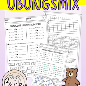 Arbeitsblatt: Einmaleins und Einsdurcheins Übungsmix (inkl. Lösung)