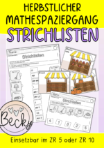 Mathespaziergang für die erste Klasse (Strichlisten bis 5 oder 10) Herbst