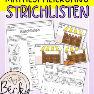 Mathespaziergang für die erste Klasse (Strichlisten bis 5 oder 10) Herbst