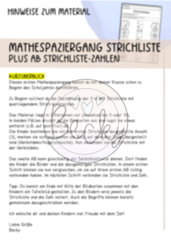 Mathespaziergang für die erste Klasse (Strichlisten bis 5 oder 10) Herbst – Bild 2