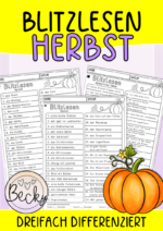 Blitzlesen Herbst (dreifach differenziert, Lesen und Zeit stoppen)