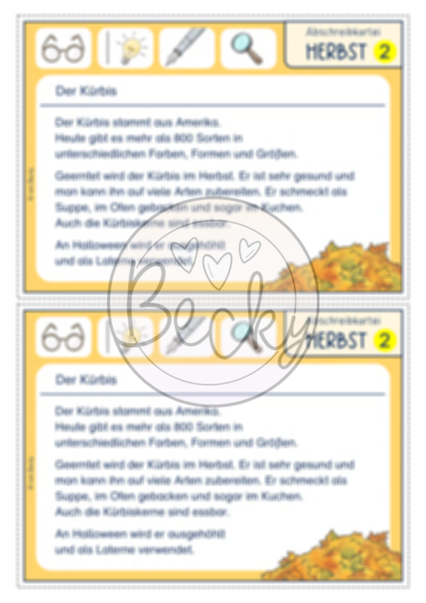 Abschreibkartei Herbst (3-fach Differenziert mit Zusatzaufgaben) – Bild 4